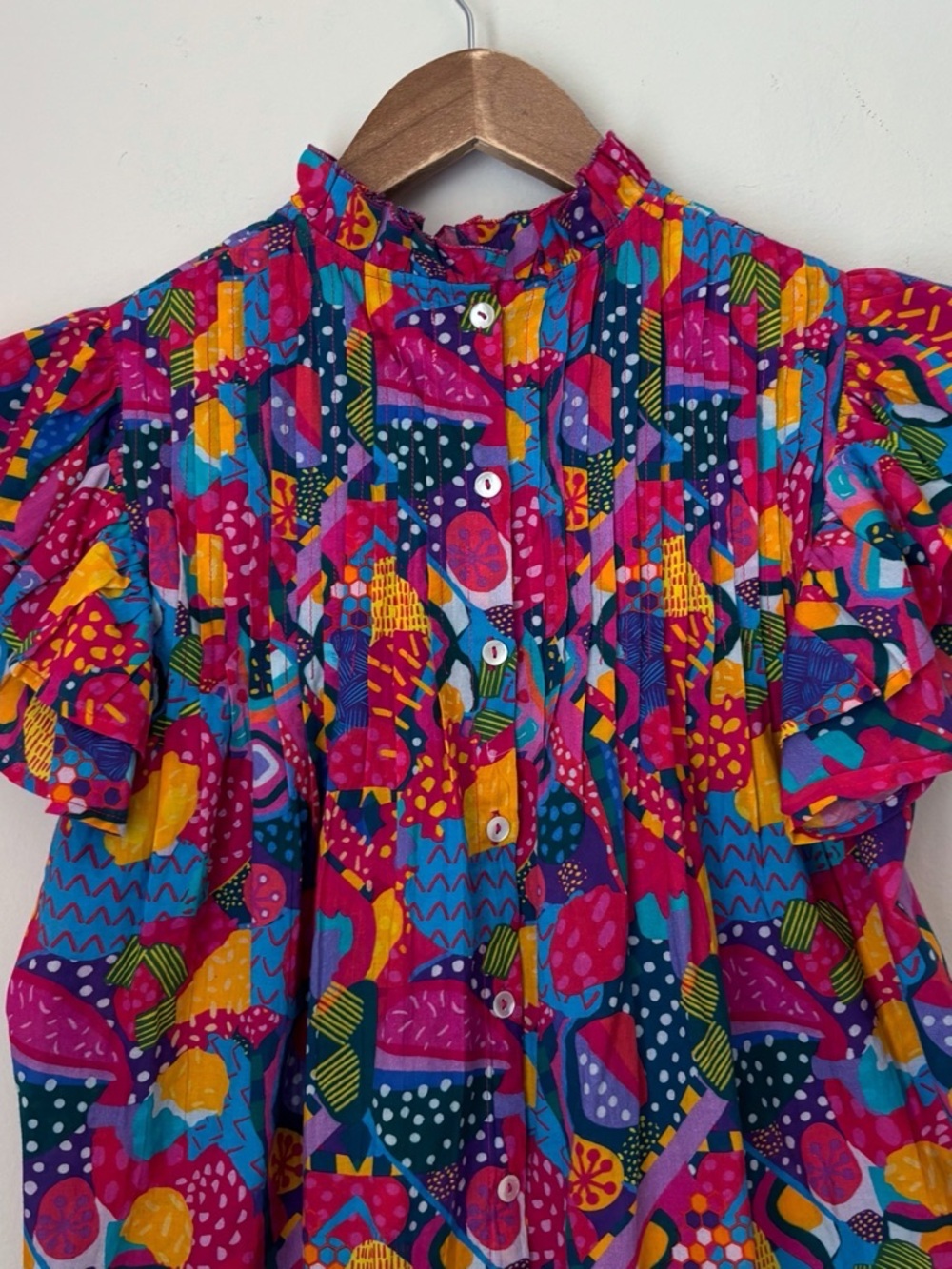 Sohana Vibrant Flutter Pintuck Top XS Bohemian Resortwear - Picture 6 of 9
